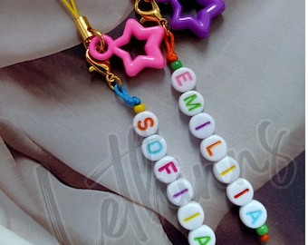 Star Phone Charm, Star Phone Strap nom personnalisé, Cute Charm Custom Name, Sternanhänger mit Namen, individuelles Weihnachtsgeschenk