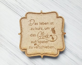 Wooden Fridge Magnets Inspirational Quote Motivational Quotes Deutsch Sprüche Kühlschrankmagneten Engraved Text Board Magnets Wall Decor