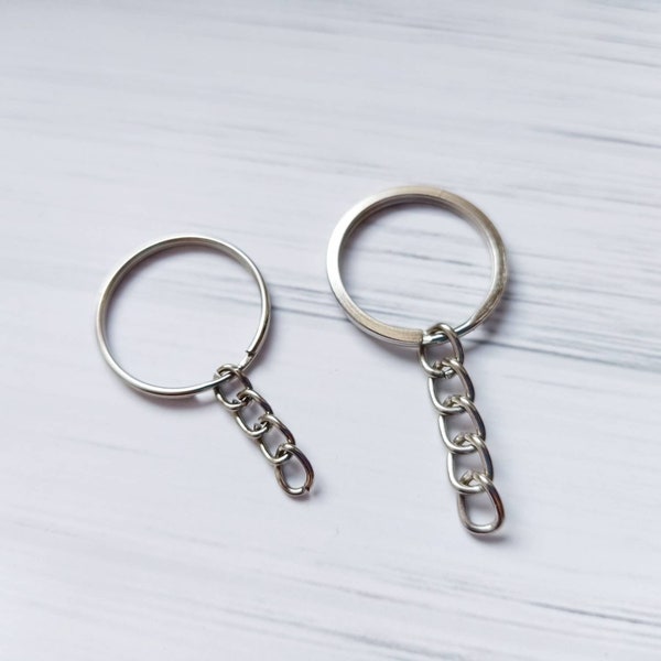 Key Ring Key Chain Rhodium Antique Silver Nickel Color Keyrings Keychain Making Jewelry Handmade Material DIY Kit Bulk Wholesale