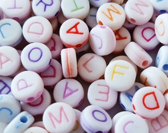 Letter Beads A-Z Mixed Alphabet Bead Full Set A to Z Buchstabenperlen Mix Buchstaben von A bis Z Initial Name Confetti Letters Bead Perlen