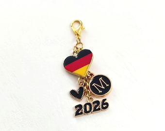 German Flag Personalized Initial Keychain, Dust Plug Charm for Kindle Phone Accessories, Citizenship Gift