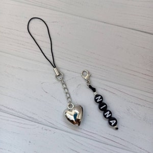 HEART Charm Phone Strap Personalized Name, Handyanhänger mit Namen, Handyanhänger personalisiert image 2