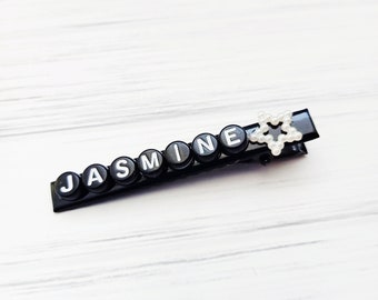 Hair Pin Personalised Name Hair Clips Customised Text Hair Accessories Black Yellow Orange Pink Green Blue Purple Haar Klammern mit Namen