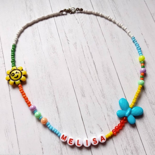 Bead Necklace Perlenhalskette Bunt Personalised Beaded Chocker, Evil Eye Necklace, Böse Auge Perlenhalsketten, Beads Statement Necklace