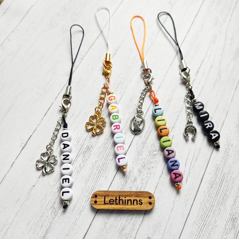 Letter Charm / Name Charm, Colourful Bead Charm / Lucky Charm / Personalisierte Anhänger / Anhänger mit Namen / Geschenk für die Schüler image 1