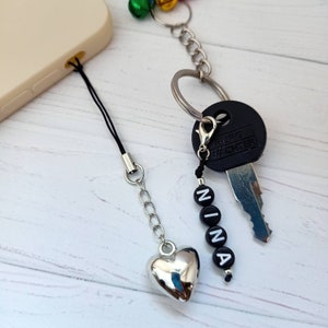 HEART Charm Phone Strap Personalized Name, Handyanhänger mit Namen, Handyanhänger personalisiert image 4