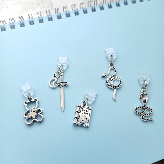 Dust Plug Charm USB-C, Micro USB, Lightning, Aux 3.5mm Audio Jack, Gothic Phonecharm Sword Moon, Book, Bear, Cobra Phyton E-Reader Accessory