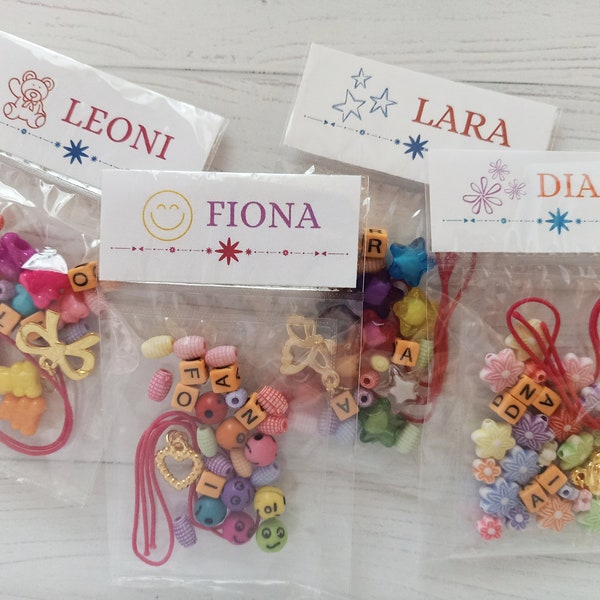 DIY Bracelet Bead Kit, Smiley Bracelet Cute Bear Star Flower Beads Kit with Name, Kids Birthday Gift, Name Bracelet DIY Gift for kids