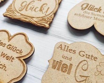 Lucky Fridge Magnets Motivational Quotes German Inspirational Glück Deutsch Sprüche Kühlschrankmagneten Engraved Text Wooden Fridge Magnet