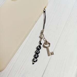 KEY and LOCK Couple Phone Charm Strap nom personnalisé, barre de personnalisation, Handyanhänger mit Namen, Handyanhänger personalisiert Key - Silver color