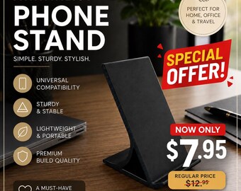 Minimalist Phone Stand | 3D Printed Modern Desk Accessory | Office Decor | Phone Dock
