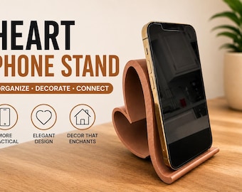 Soporte para teléfono con forma de corazón / Decoración minimalista para escritorio / Soporte para teléfono móvil impreso en 3D