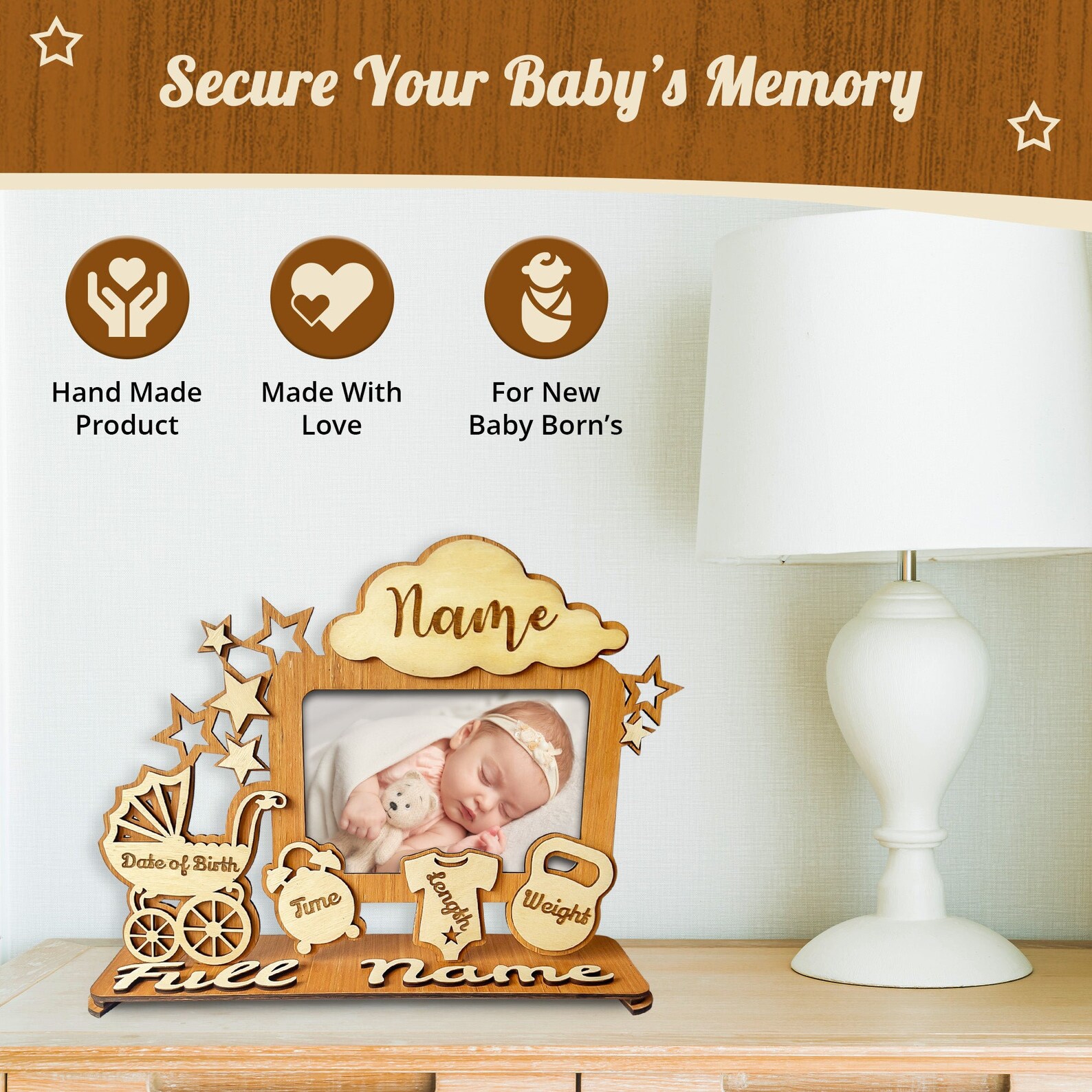 Personalized Baby Picture Frame: Handmade Keepsake Hardwood Frame - Etsy