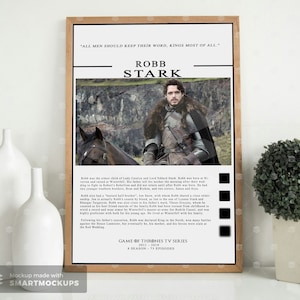 Robb Stark, Juego de Tronos, Cartel de Robb Stark, Arte de pared, Decoración de pared