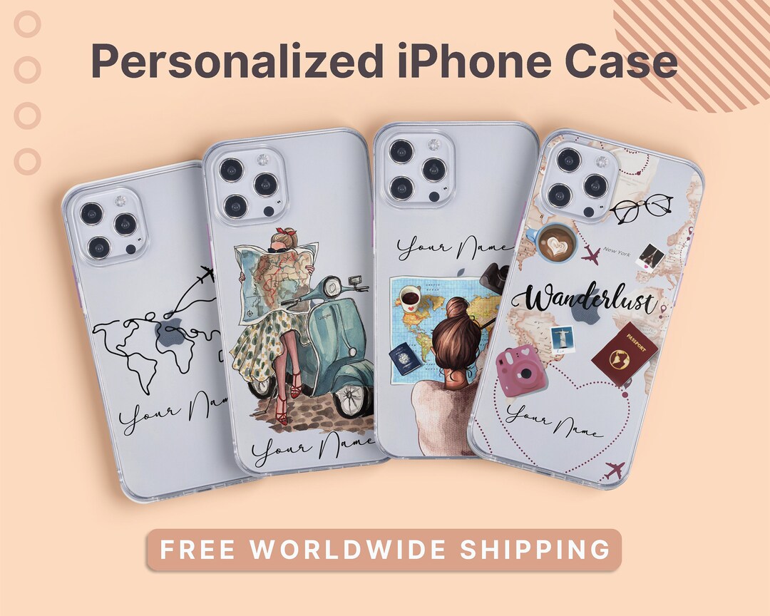Travel Personalized iPhone Case, Custom Transparent iPhone Cover With