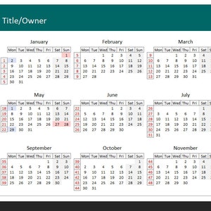 May include: A green and white calendar for the year 2023. The calendar is divided into 12 months, with each month displayed in a separate box. The boxes are arranged in a grid of four rows and three columns. Each month's box includes a title, a grid of days, and a list of bank holidays. The calendar also includes a section for notes and a section for extra bank holidays.