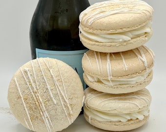 Champagne French Macaron - 6, 12, 24+ - Champagne Macaroon with Champagne Buttercream - Great Bubbly for a Party/ Gift/ Just Because Cookie