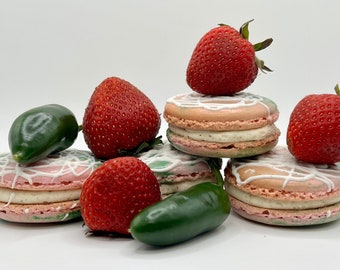 Strawberry Jalapeno French Macaron -6, 12, 24+- Strawberry Jalapeno Macaroon withStrawberry Jalapeno Buttercream and Strawberry Jalapeno Jam