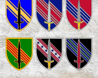 U.S. Army Security Force Assistance Brigade SFAB SSI + DUI + Beret Flash, Digital, svg