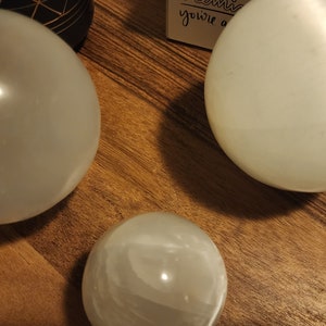 Selenite Spheres Extra Large and Smaller, Choose Size (Crystal Cleaning, Charging & Purification, Spheres)