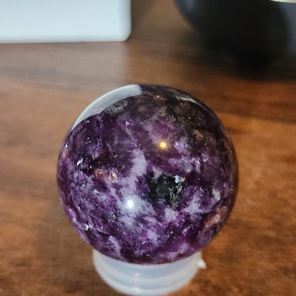 RARE, Sparkly, Shimmery Purple Lepidolite Mica Sphere, Purple Mica, Sphere, Crystal, Metaphysical, Lepidolite, Pyrite, Golden Healer