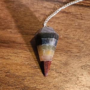 CHAKRA PENDULUMS, Chakra, Bonded, Pendulum, Rainbow Chakra Pendulum,7 Gemstone Rainbow Chakra Pendulum,Dowsing Crystal, Divination Tool