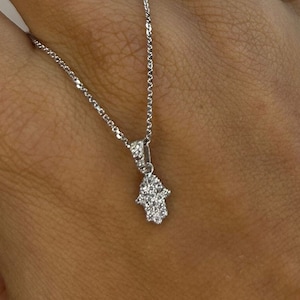 14k gold Hamsa diamond necklace with diamonds on the pendant Hamsa Hand Ancient symbol