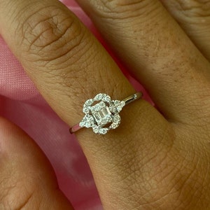 Statement Diamant Baguette Ring 14k Gold, Diamant Cluster Ring mit Baguette, Einzigartiges Geschenk für Sie