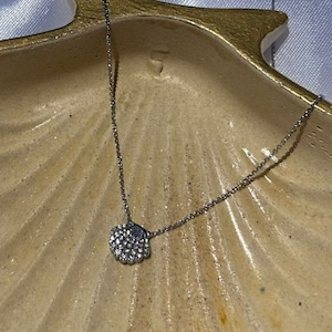 14K Gold sea shell diamond necklace.