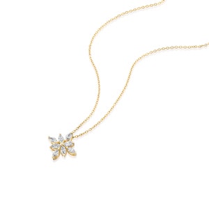 14k yellow gold Marquise Diamond Necklace • Flower Petal Diamond Necklace • Flower Necklace • Bridesmaid Gift, natural diamonds