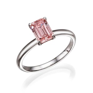 Pink Diamond Engagement Wedding Ring in Solid 14K Gold/Custom Fine Jewelry/Gift for Women and Girls