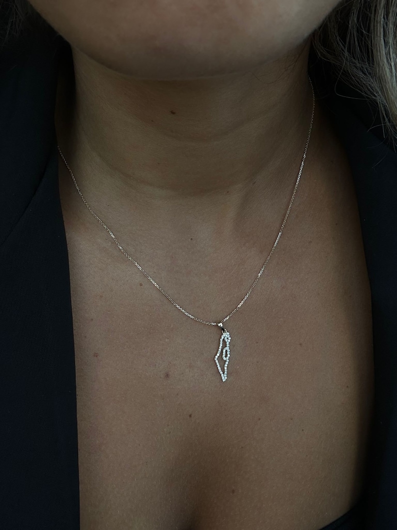 Israel Map Outline Necklace Israel - Il 45it 