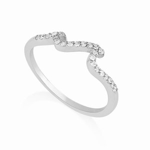Wave Diamond Ring, 14k Gold Ring, Stackable Diamonds Ring, Wave shape ring, Sea Ring, Ocean Ring, Surfer Ring, Beach Ring