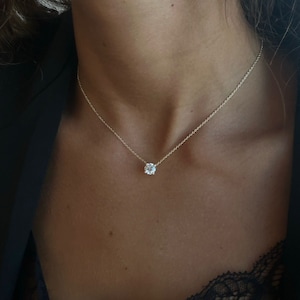 1.00 CT Lab Grown Diamond Necklace | Round Brilliant Cut Solitaire Pendant | 14K White Gold | Dainty Ethical Diamond Jewelry Gift for Her