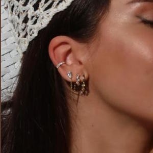 14K Gold Ear Cuff with 0.10ct Natural Diamonds – No Piercing Cartilage Earring, Dainty Gold Ear Wrap for Women, Minimalist Fine Jewelry
