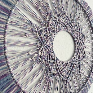 Macrame Mandala Wall Hanging Wall Decoration Blue Purple White with Hanging