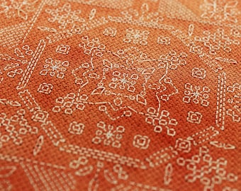 Blackwork-broderi, korsstygnsmönster i PDF-format, broderimönster, persikakakel