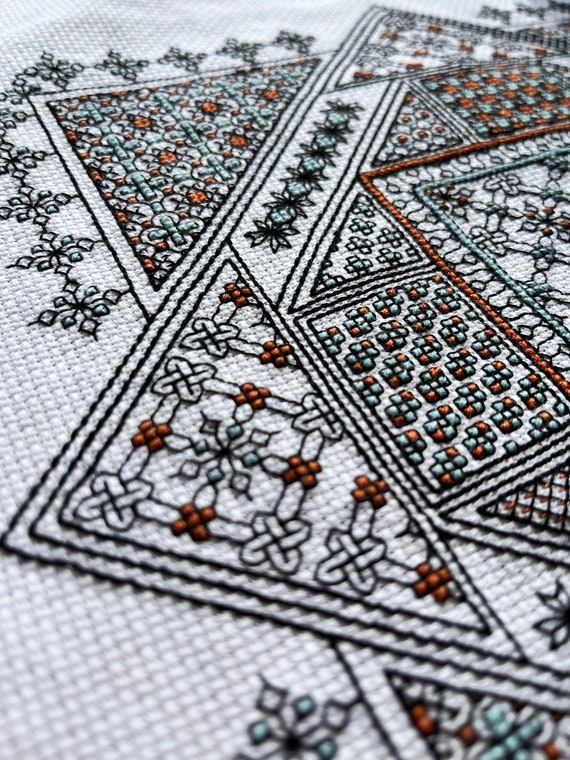 Blackwork Celtic Sampler, Cross Stitch PDF Pattern, Embroidery Pattern