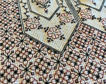 Floral Fresco Blackwork Pattern, Cross Stitch PDF Pattern, Embroidery Pattern