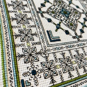 Mosaic Tile Blackwork Pattern, Cross Stitch PDF Pattern, Embroidery Pattern