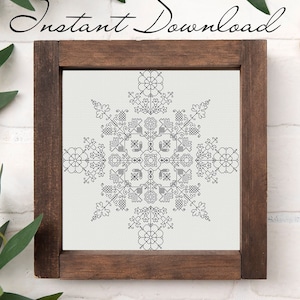 Blackwork Floral Ring, Cross Stitch PDF Pattern, Embroidery Pattern