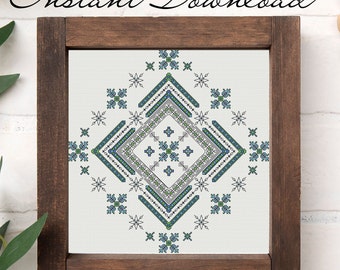 Pointed Stars Blackwork Pattern, Cross Stitch PDF Pattern, Embroidery Pattern