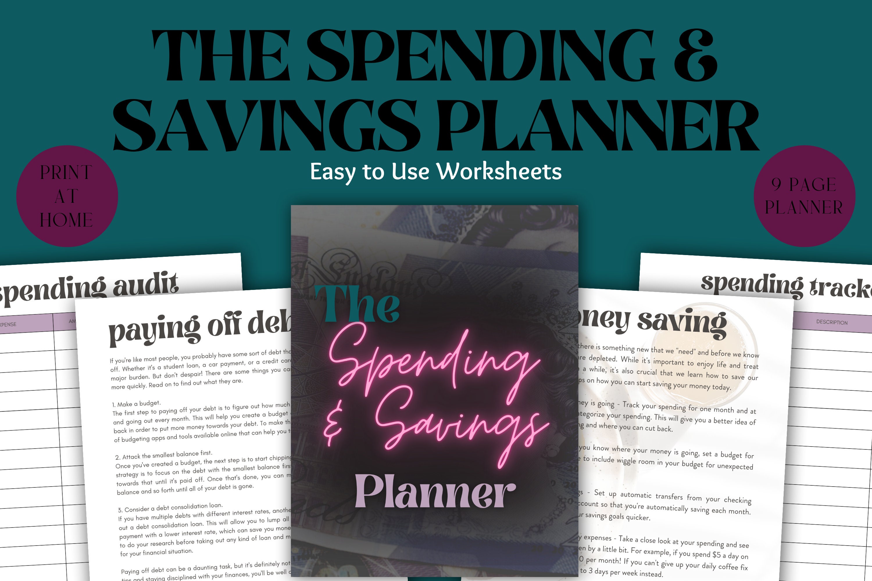 Spending &amp; Savings Planner, Printable Budgeting Planner, Money ...