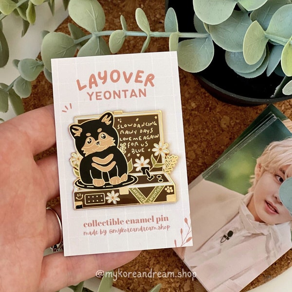 Layover Yeontan (V) Pin's / badge chien Yeontan / Layover Kim Taehyung fan merch / army bangtan BTS gift