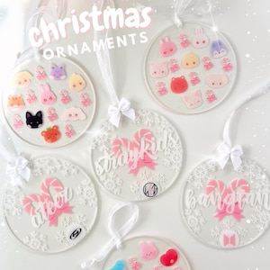 Boules de noël KPOP (Stray Kids - SKZOO - BTS - BT21 - Ateez - Aniteez) / enfeites de sapin em acrílico