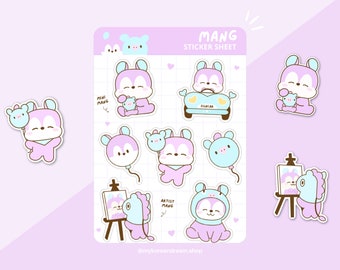 Hojas de autocollants Mang (BT21) / Hojas de autocollants coréens kpop (BTS) / stickers Kawaii / autocollants Toploader