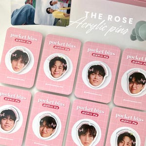 Pin acrílico de The Rose "Pocket bias" / coquette Caras de The Rose - Woosung Dojoon Hajoon Jaehyeong / Black rose Merchandising hecho por fans Accesorio de kpop