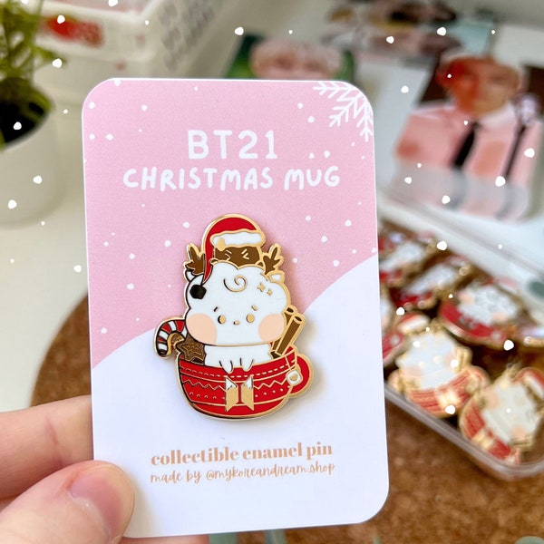 BT21 Christmas Pin's / RJ & Shooky badge de noël / BTS Bangtan fan merch / army gift / Kim Seokjin Min Yoongi / cadeau de noël kpop