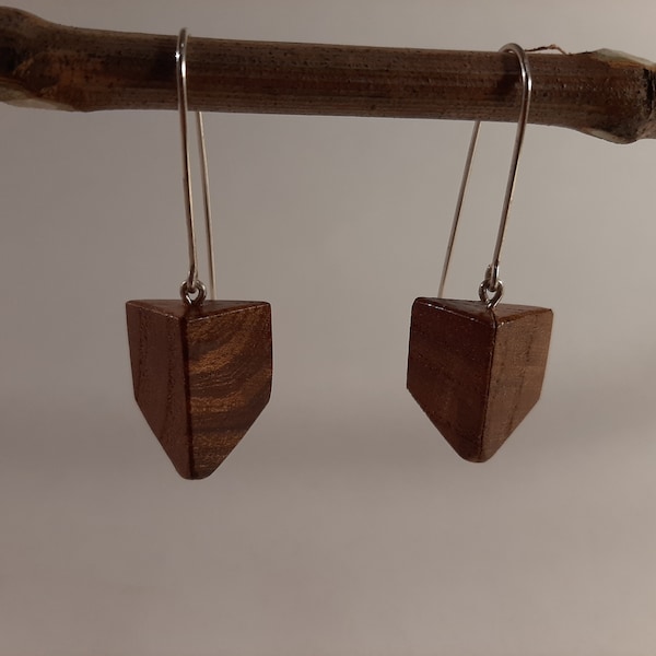 Boucles d'oreille bois d'orme et argent