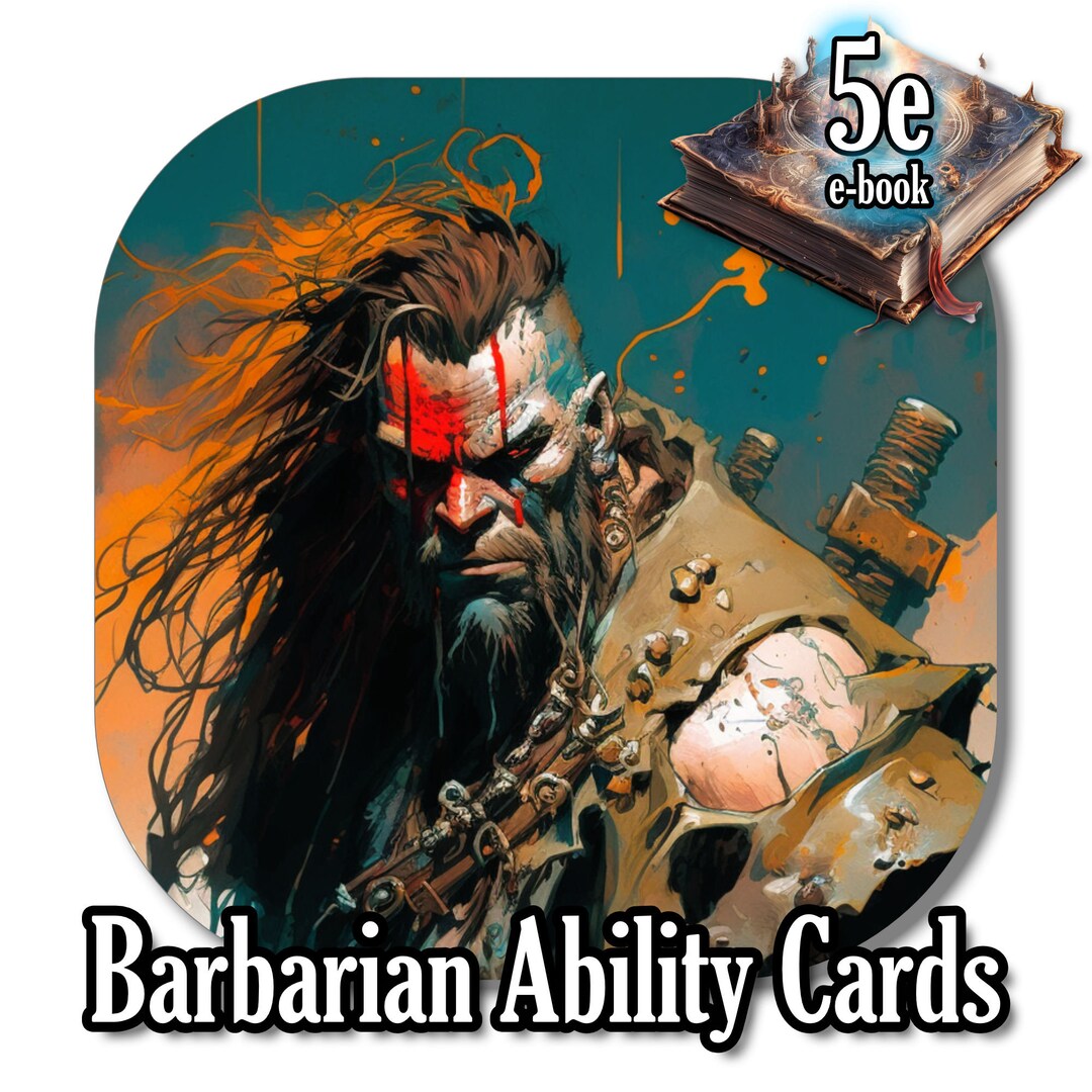 Barbarian Ability Cards 5e Compatible Barbarian Action Cards Spell Cards Printable Dnd Cards Dnd